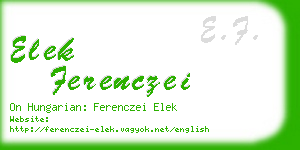 elek ferenczei business card